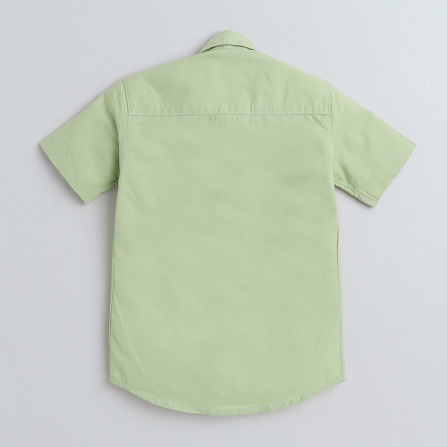 Polka Tots Cotton Regular Fit Half Sleeve Summer USA Metallic Print Shirt - Pista Green