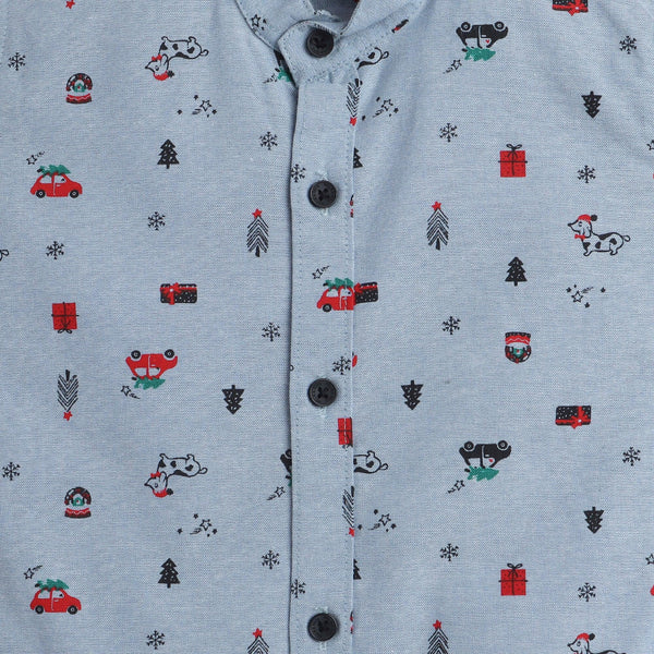 Polka Tots Half Sleeve Shirt Christmas Gifts Print - Blue