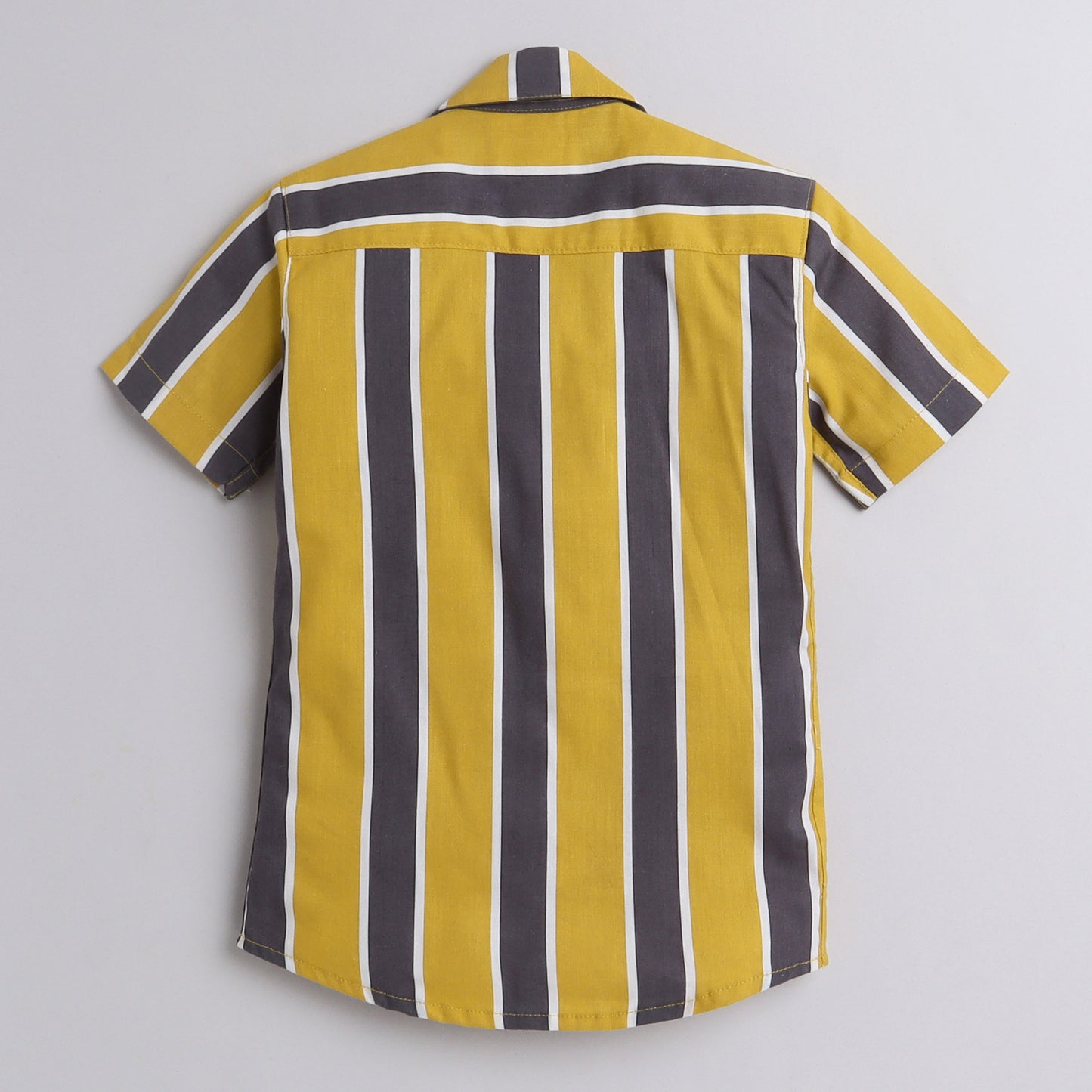 Polka Tots Half Sleeve Shirt Tennis Collar Stripes - Mustard