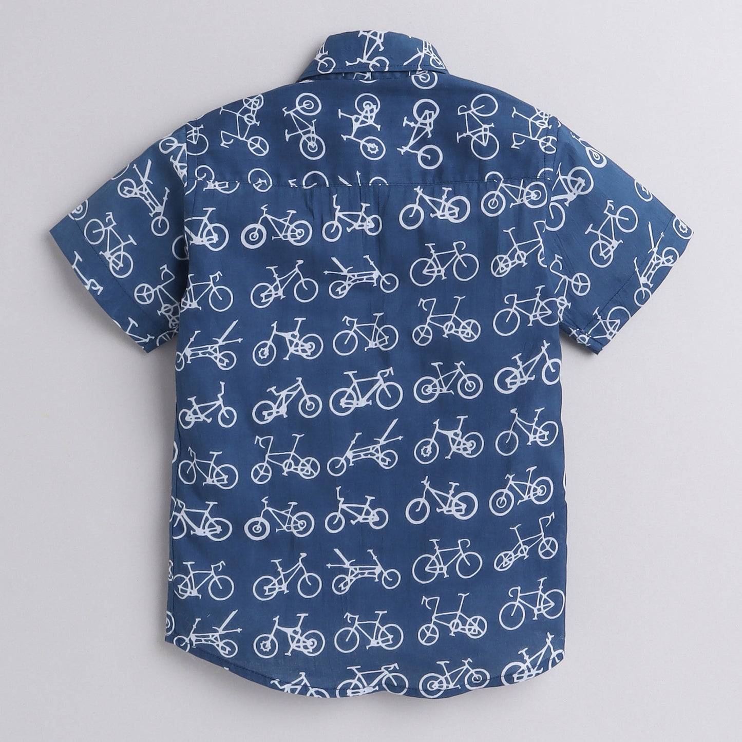 Polka Tots Half Sleeve Shirt Cycle Print - Blue
