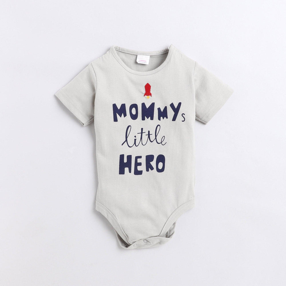 Polka Tots Half Sleeve Rompers Onesie Antibacterial Fabric Mummy Little Hero Grey