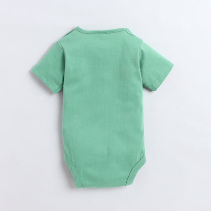 Polka Tots Half Sleeve Rompers Onesie Antibacterial Fabric Mummy Little Hero Green