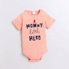 Polka Tots Half Sleeve Rompers Onesie Antibacterial Fabric Mummy Little Hero Peach