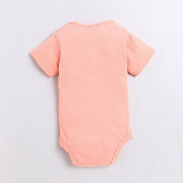 Polka Tots Half Sleeve Rompers Onesie Antibacterial Fabric Mummy Little Hero Peach