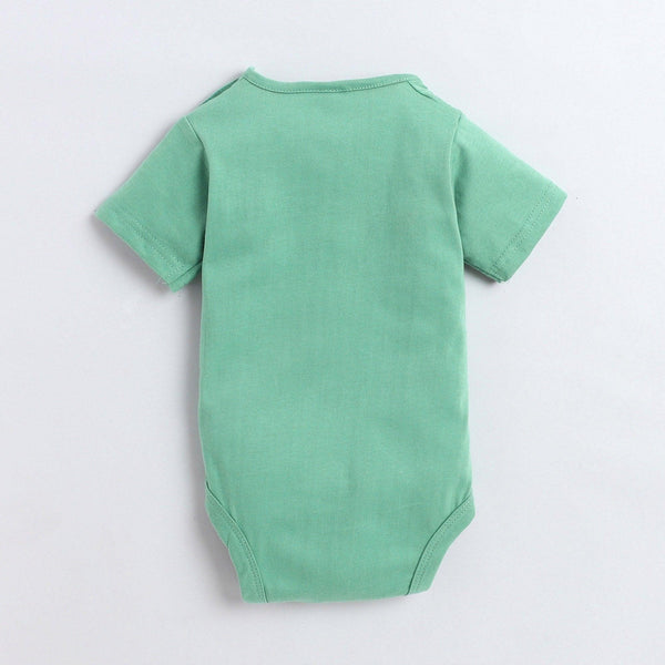 Polka Tots Half Sleeve Rompers Onesie Antibacterial Fabric Elephant Green