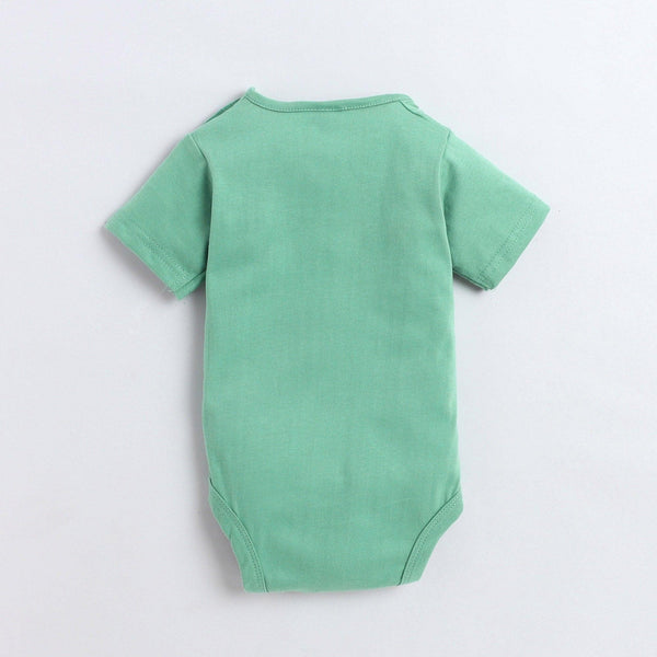 Polka Tots Half Sleeve Rompers Onesie Antibacterial Fabric Bus Green