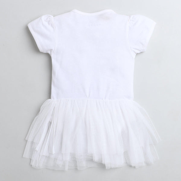 Polka Tots Half Sleeve Romper Onesie Sequence Dancing Angel Girl - White