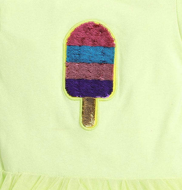 Polka Tots Half Sleeve Romper Onesie Sequence Ice Popsicle - Yellow