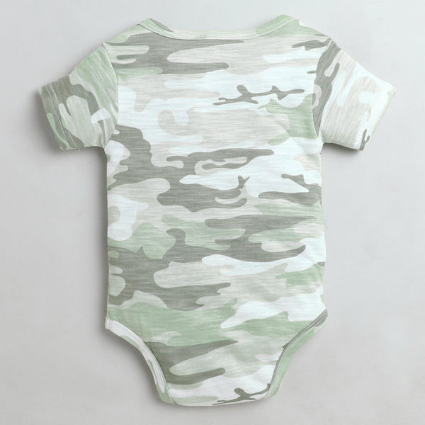 Polka Tots Half Sleeve Romper Onesie Military Camofledge - Green