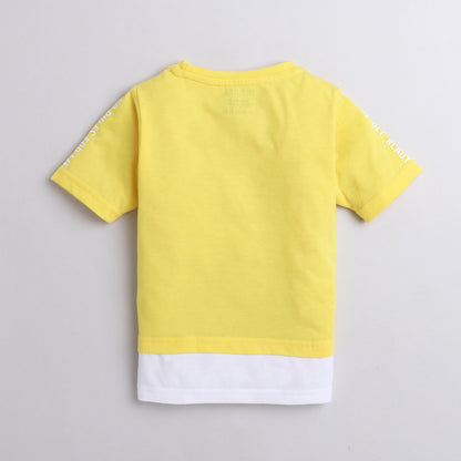Polka Tots Half Sleeve Extra Smile Print Tshirt - Yellow
