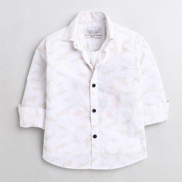Polka Tots sea fish shells tshirt shirt - White