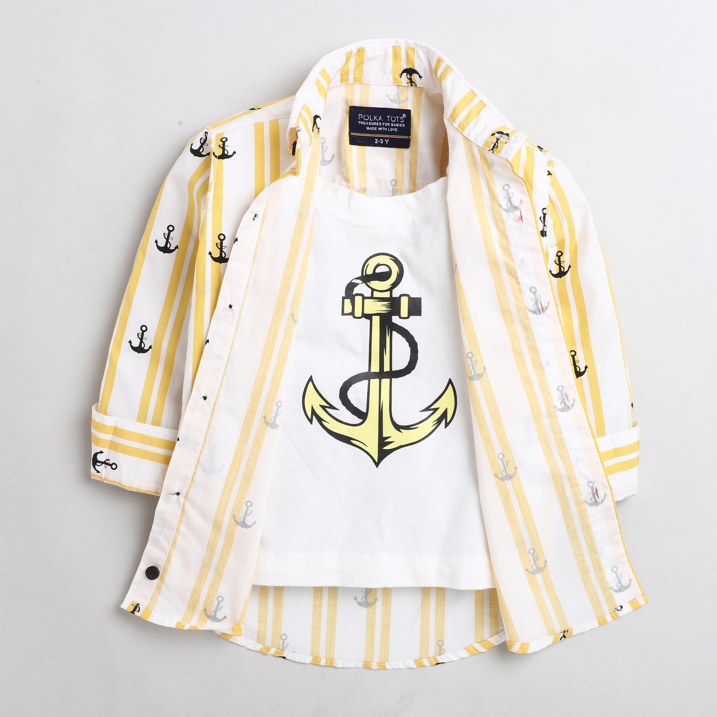 Polka Tots Ship anchor tshirt shirt - white
