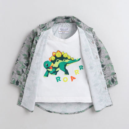Polka Tots camofledge shirt dinosaur tshirt shirt - green