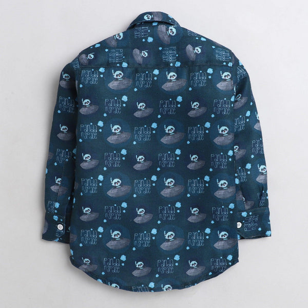 Polka Tots Panda in space Tshirt shirt - Navy Blue