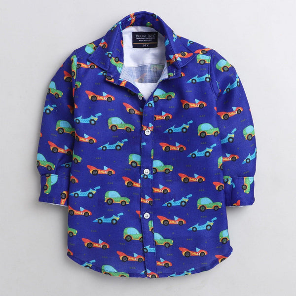 Polka Tots Car vroom Tshirt shirt - Blue