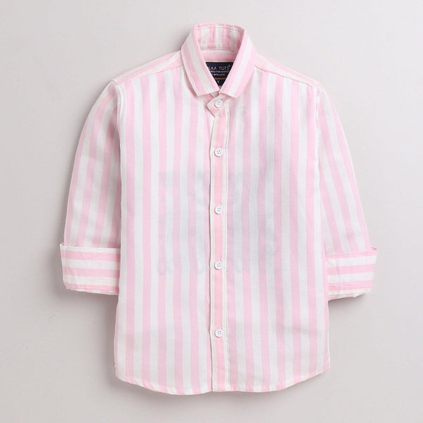 Polka Tots Full Sleeve Shirt With Attached Tshirt Baby Shark Print - Pink