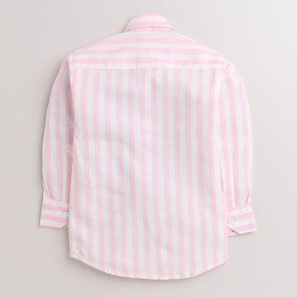 Polka Tots Full Sleeve Shirt With Attached Tshirt Baby Shark Print - Pink