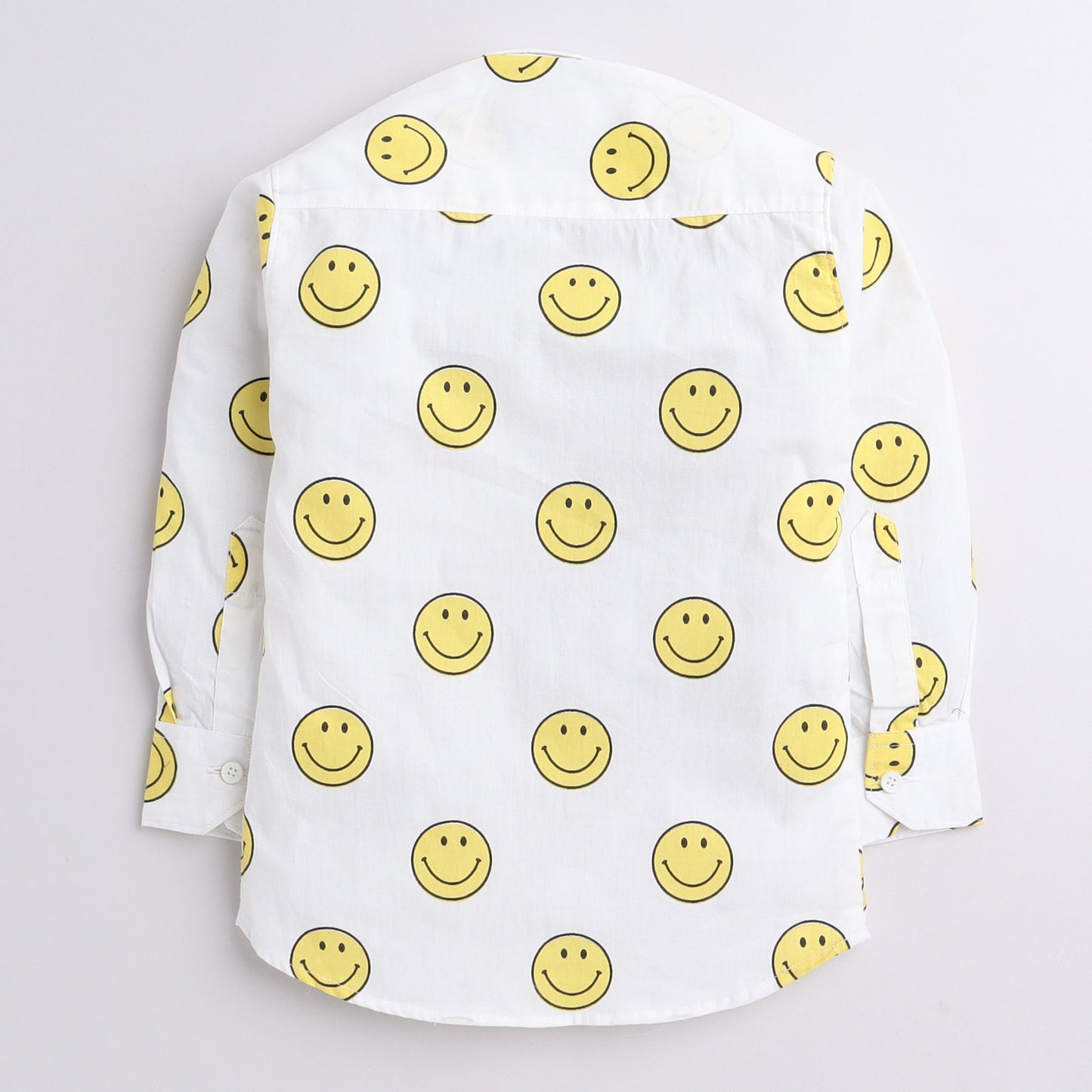 Polka Tots smile print  full sleeve shirt with attached tshirt - White