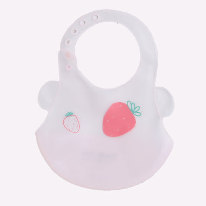Polka Tots Waterproof Silicone Bibs with Pocket and Adjustable Snaps (Strawberry)