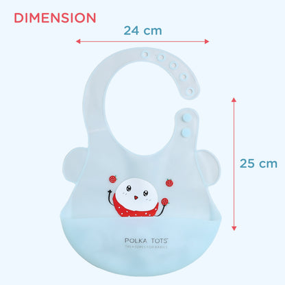 Polka Tots Waterproof Silicone Bibs with Pocket and Adjustable Snaps (Strawberry Man)