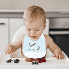 Polka Tots Waterproof Silicone Bibs with Pocket and Adjustable Snaps (Zebra Design)