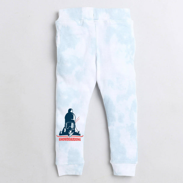 Polka Tots Snowboarding Full sleeve tshirt with lounge pant set - Light blue