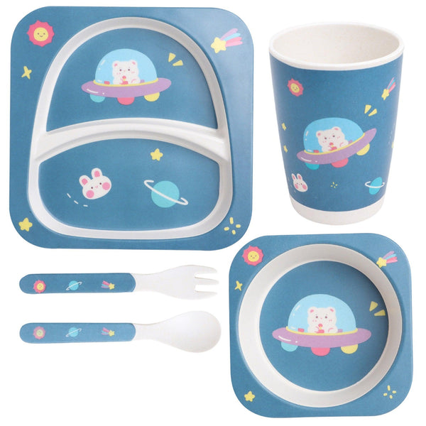 Eco-Friendly Bamboo Fibre Kids Dinner Set (Space)