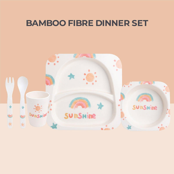 Eco Friendly 5 Pieces Bamboo Fiber Kids Dinner Set (Sunshine)