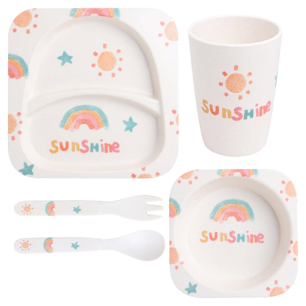 Eco Friendly 5 Pieces Bamboo Fiber Kids Dinner Set (Sunshine)