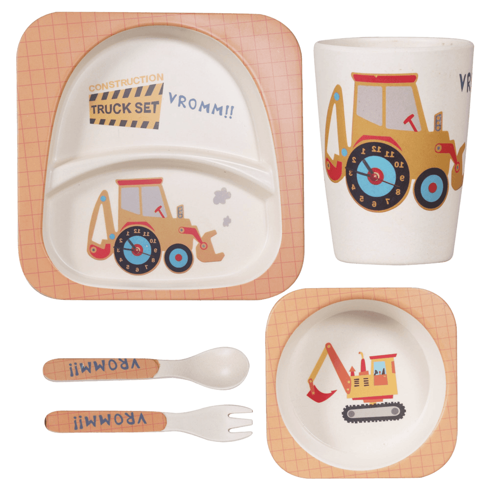 Eco-Friendly Bamboo Fiber Kids Dinner Set (Truck)